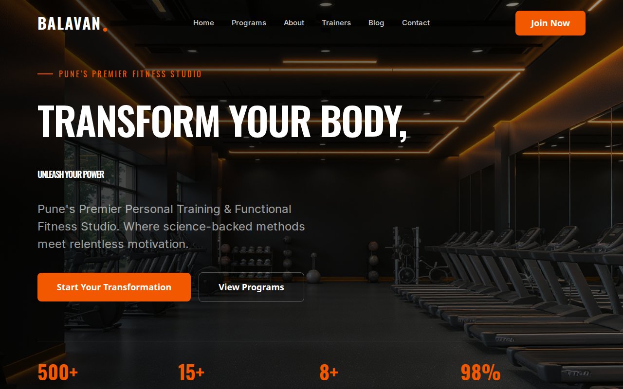 Balavan Fitness — Bold premium gym and personal training studio