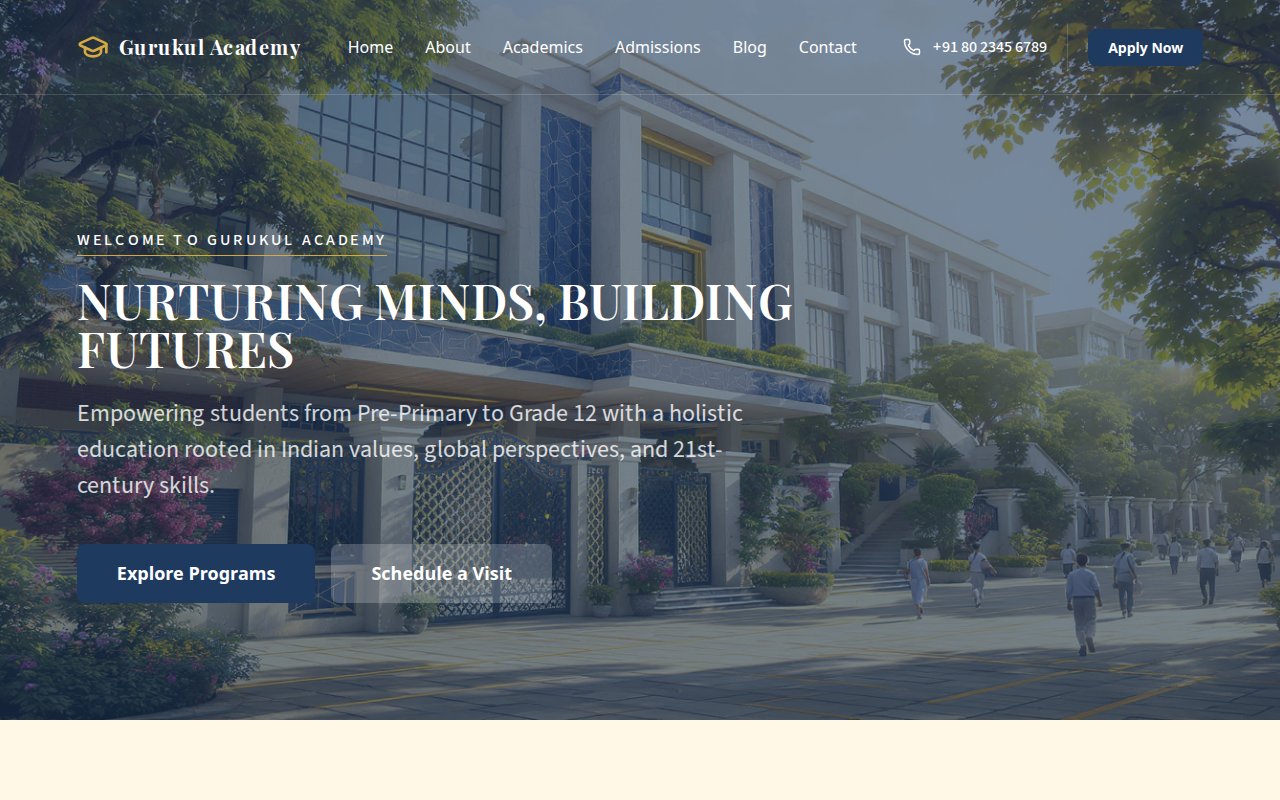 Gurukul Academy — Modern Indian school with academics and admissions focus