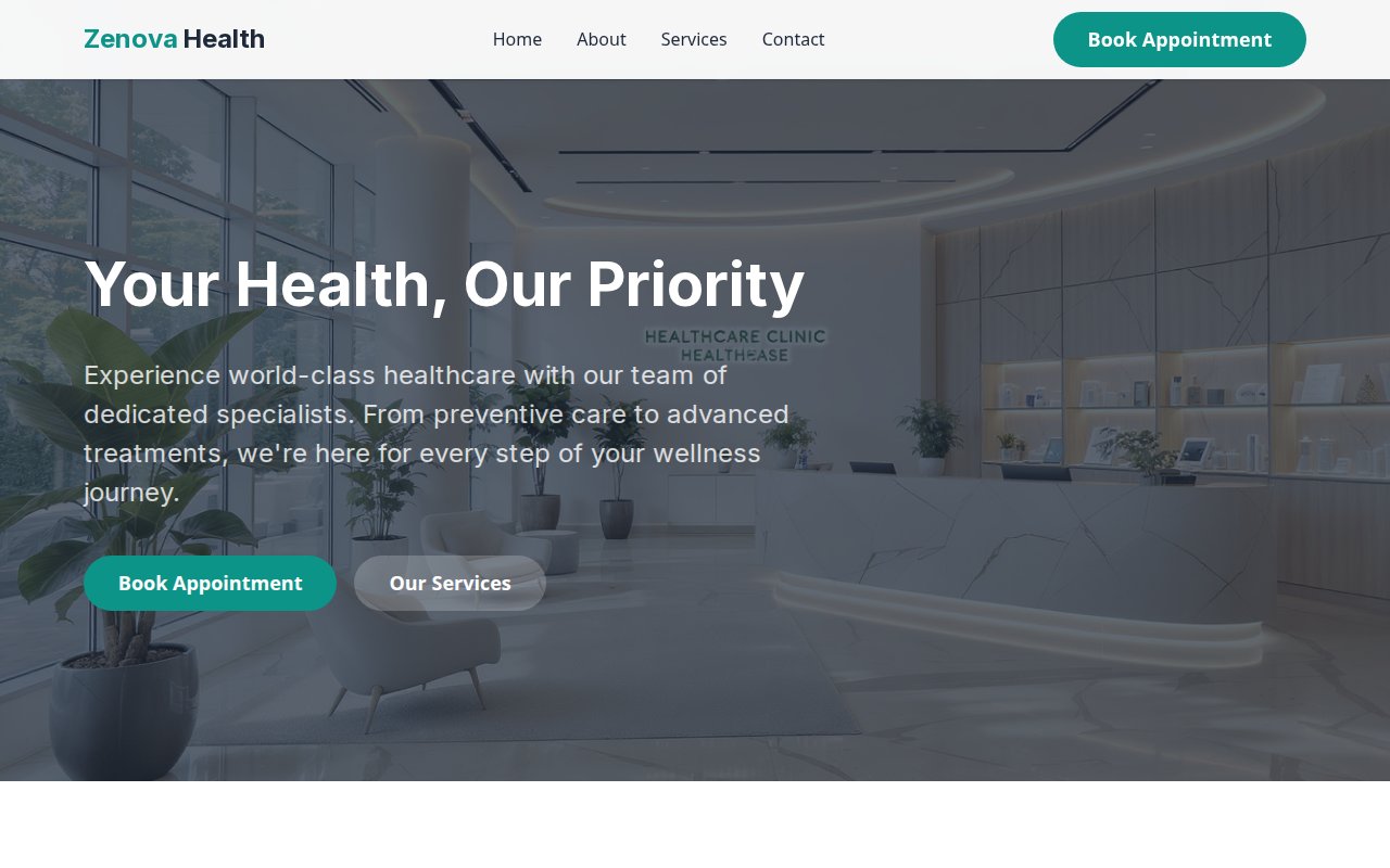 Zenova Health — Modern healthcare clinic with services and team sections